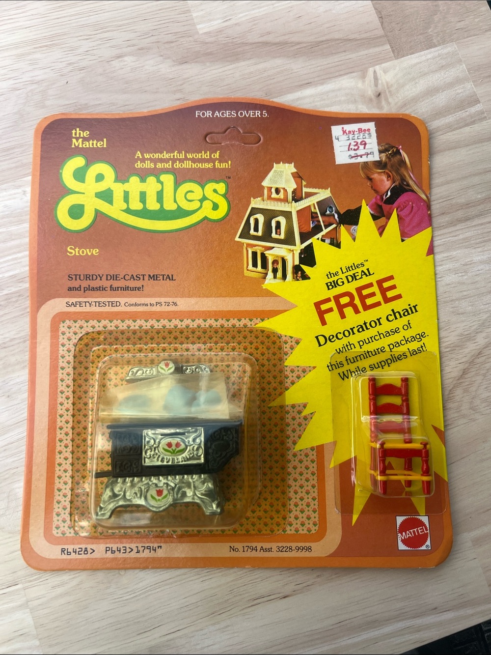 Mattel Littles Black and Silver Miniature Cast Iron Stove with Red Accent Chair